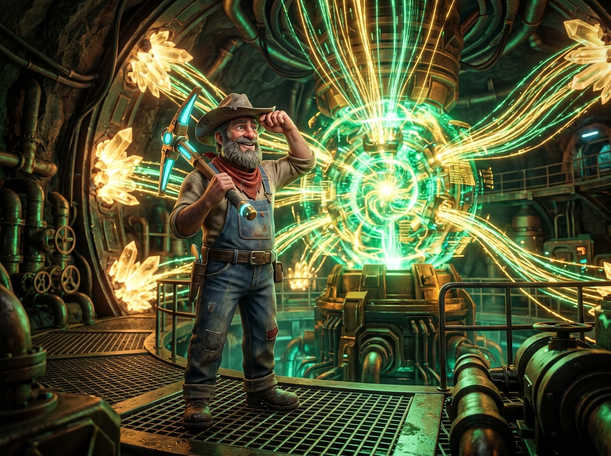 Prospector Dan powering the NUGS Hybrid Engine with sustainable gaming energy