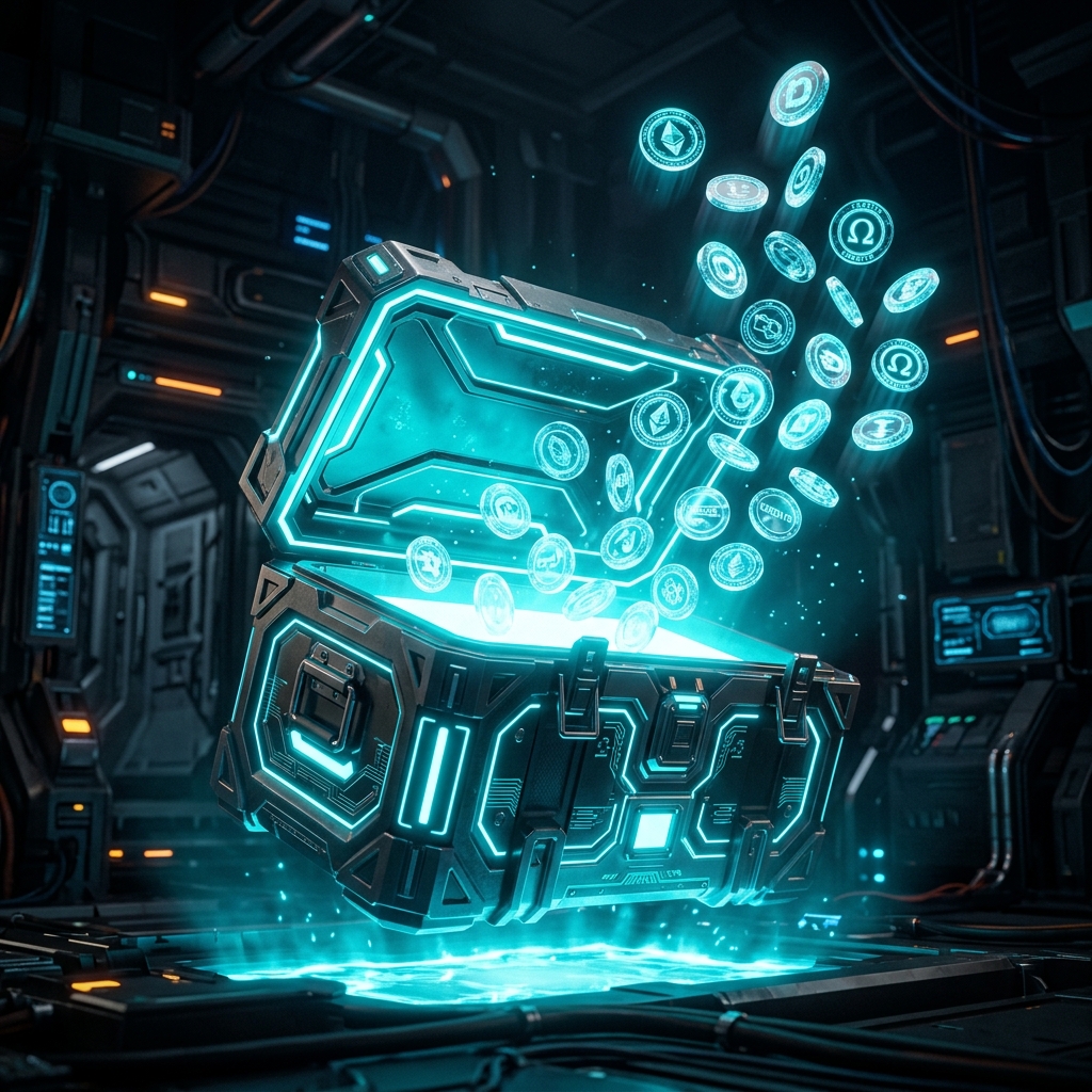 Cartoon concept of blockchain rewards
